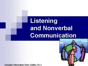 Listening and Nonverbal Communication Includes information from Guffey