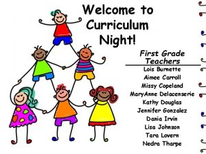 Welcome to Curriculum Night First Grade Teachers Lois