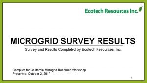 MICROGRID SURVEY RESULTS Survey and Results Completed by