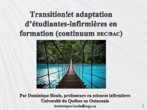Transition et adaptation dtudiantesinfirmires en formation continuum DECBAC