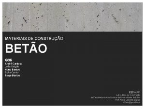 MATERIAIS DE CONSTRUO BETO G 36 Andr Cardoso