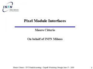 Pixel Module Interfaces Mauro Citterio On behalf of