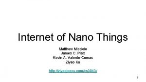 Internet of Nano Things Matthew Micciolo James C