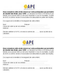 Nous comptons cette anne encore sur votre participation