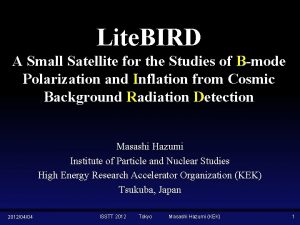 Lite BIRD A Small Satellite for the Studies