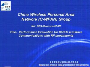 China Wireless Personal Area Network CWPAN Group No