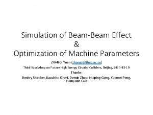 Simulation of BeamBeam Effect Optimization of Machine Parameters