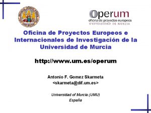 Oficina de Proyectos Europeos e Internacionales de Investigacin