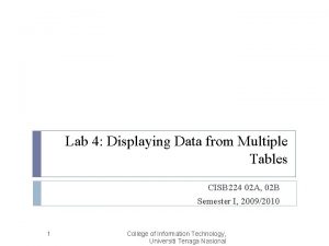 Lab 4 Displaying Data from Multiple Tables CISB