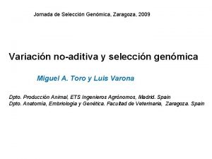 Jornada de Seleccin Genmica Zaragoza 2009 Variacin noaditiva