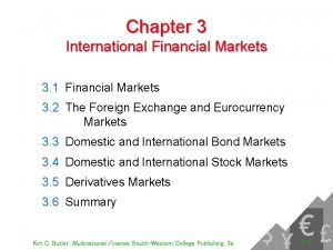 Chapter 3 International Financial Markets 3 1 Financial