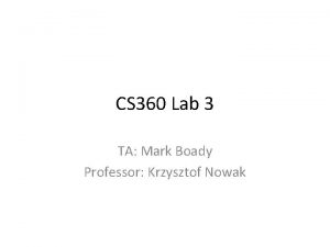 CS 360 Lab 3 TA Mark Boady Professor