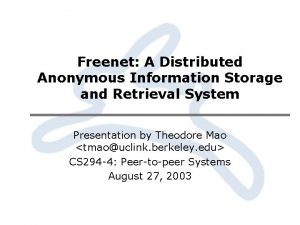 Freenet A Distributed Anonymous Information Storage and Retrieval