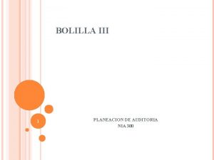 BOLILLA III 1 PLANEACION DE AUDITORIA NIA 300