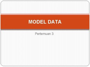 MODEL DATA Pertemuan 3 Pengertian Model Data Model