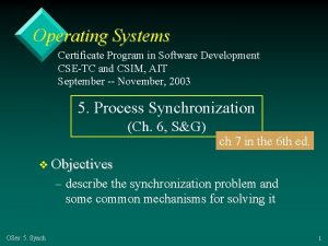 Operating Systems Certificate Program in Software Development CSETC