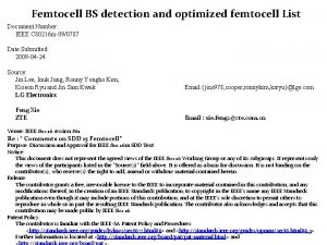 Femtocell BS detection and optimized femtocell List Document