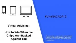 Viva NACADA 15 Virtual Advising How to Win