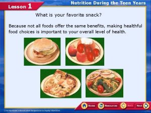 Lesson 1 Nutrition During the Teen Years What