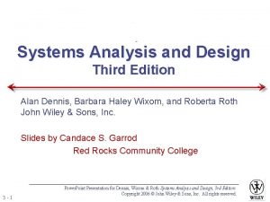 Systems Analysis and Design Third Edition Alan Dennis