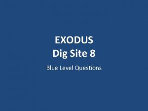 EXODUS Dig Site 8 Blue Level Questions What