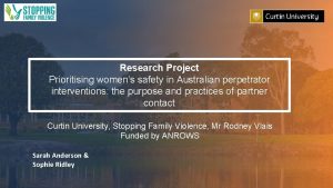 Research Project Prioritising womens safety in Australian perpetrator