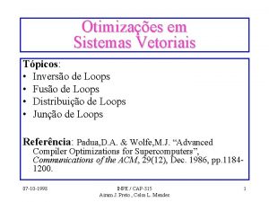 Otimizaes em Sistemas Vetoriais Tpicos Inverso de Loops