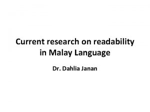 Current research on readability in Malay Language Dr