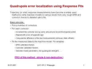 Quadrupole error localization using Response Fits Trajectory or
