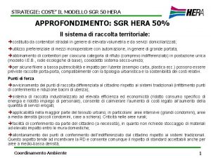 STRATEGIE COSE IL MODELLO SGR 50 HERA APPROFONDIMENTO