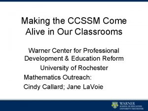 Making the CCSSM Come Alive in Our Classrooms