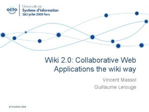 Wiki 2 0 Collaborative Web Applications the wiki