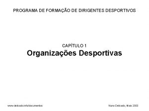 PROGRAMA DE FORMAO DE DIRIGENTES DESPORTIVOS CAPTULO 1
