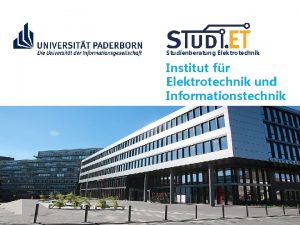 Studienberatung Elektrotechnik Institut fr Elektrotechnik und Informationstechnik Studienberatung