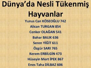 Dnyada Nesli Tkenmi Hayvanlar Yunus Can KSEOLU 742