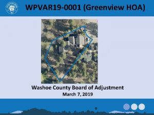 WPVAR 19 0001 Greenview HOA Washoe County Board
