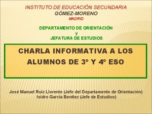 INSTITUTO DE EDUCACIN SECUNDARIA GMEZMORENO MADRID DEPARTAMENTO DE