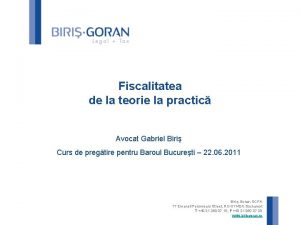 Fiscalitatea de la teorie la practic Avocat Gabriel