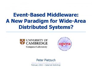 EventBased Middleware A New Paradigm for WideArea Distributed