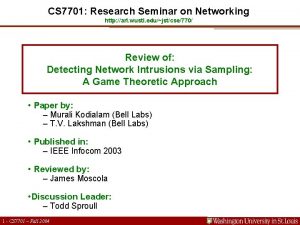 CS 7701 Research Seminar on Networking http arl