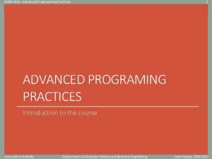 SOEN 6441 Advanced Programming Practices 1 Click to