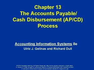 Chapter 13 The Accounts Payable Cash Disbursement APCD