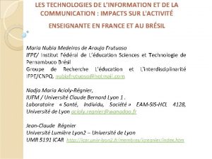 LES TECHNOLOGIES DE LINFORMATION ET DE LA COMMUNICATION