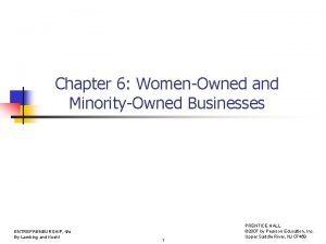 Chapter 6 WomenOwned and MinorityOwned Businesses ENTREPRENEURSHIP 4e