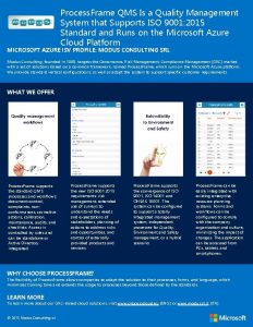 Process Frame QMS Is a Quality Management System