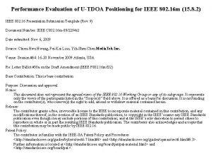 Performance Evaluation of UTDOA Positioning for IEEE 802