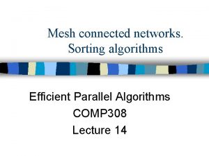 Mesh connected networks Sorting algorithms Efficient Parallel Algorithms