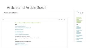 Article and Article Scroll Across all platforms Lists