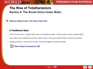 The Rise of Totalitarianism Section 4 The Soviet