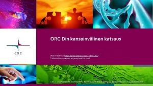 ORCIDin kansainvlinen katsaus Walter Rydman https orcid org0000